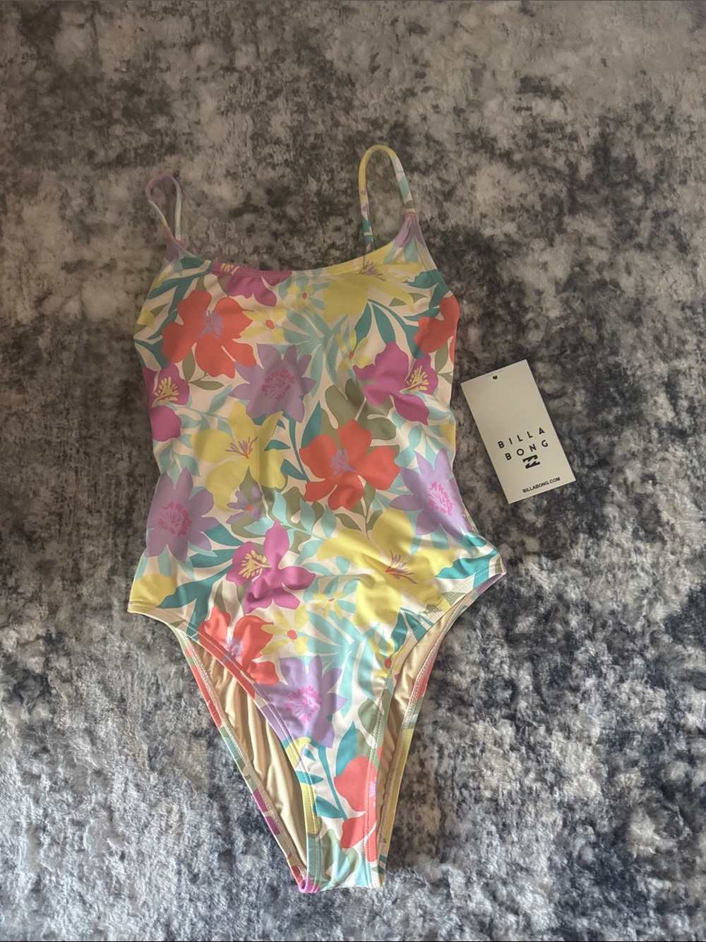 Billabong Pastel Floral One-Piece Swimsuit - Yellow, Pink, Coral, Lavender, Mint